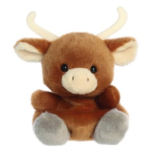Furry Cow Plush Toy - Pocket Size - Brown 5 Inch - Plush Buddy